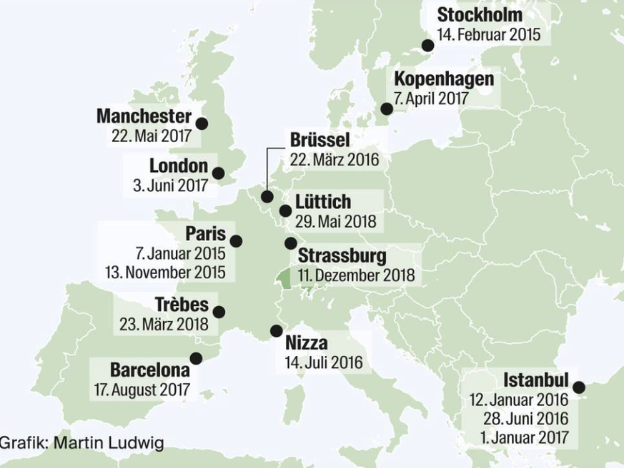 Terror in Europa: Die grössten Anschläge seit 2015.