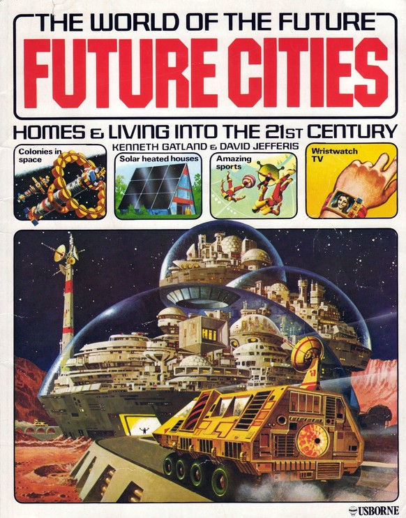 "Future Cities: Homes &amp; Living into the 21st Century" From the Series "The World of the Future" published by Usborne, 1979. 
Gatland, Kenneth; David Jefferis

https://i.imgur.c ...