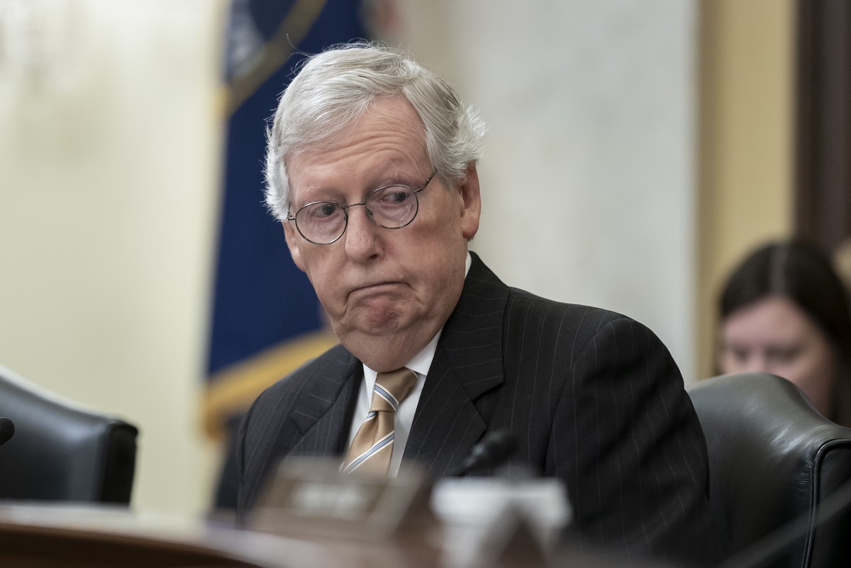 Senate Minority Leader Mitch McConnell, R-Ky., attends a Senate Rules and Administration Committee meeting on the Electoral Count Reform and Presidential Transition Improvement Act, at the Capitol in  ...