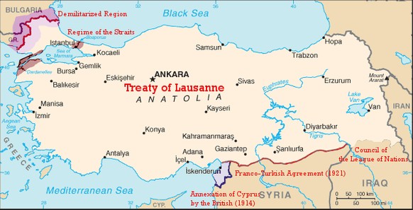 Izmir ging nach dem Krieg an die Türkei, die dem Festland vorgelagerten Inseln blieben unter griechischer Kontrolle.