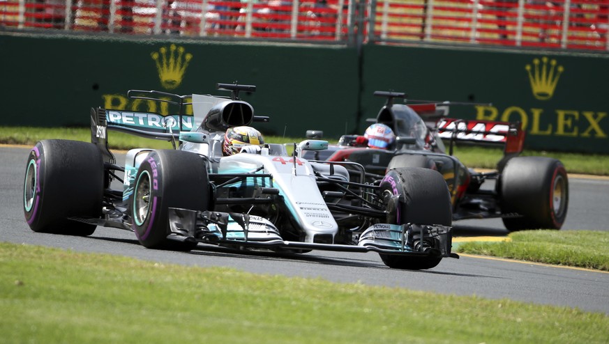 Mercedes driver Lewis Hamilton of Britain steers his car during the first practice session for the Australian Grand Prix in Melbourne, Australia, Friday, March 24, 2017. (AP Photo/Rick Rycroft)