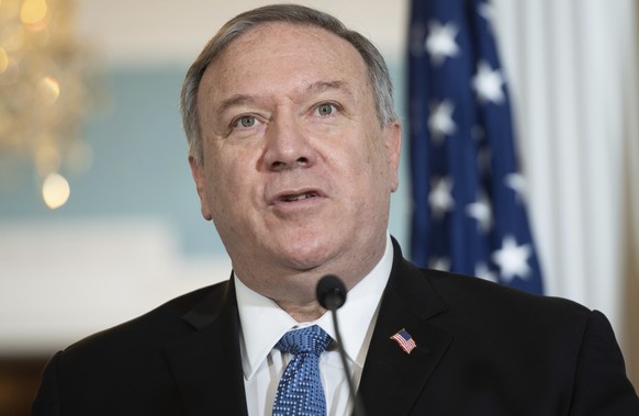 Secretary of State Mike Pompeo speaks to the media prior to meeting with Kuwaiti Foreign Minister Sheikh Ahmad Nasser Al-Mohammad Al-Sabah at the State Department, Tuesday, Nov. 24, 2020 in Washington ...