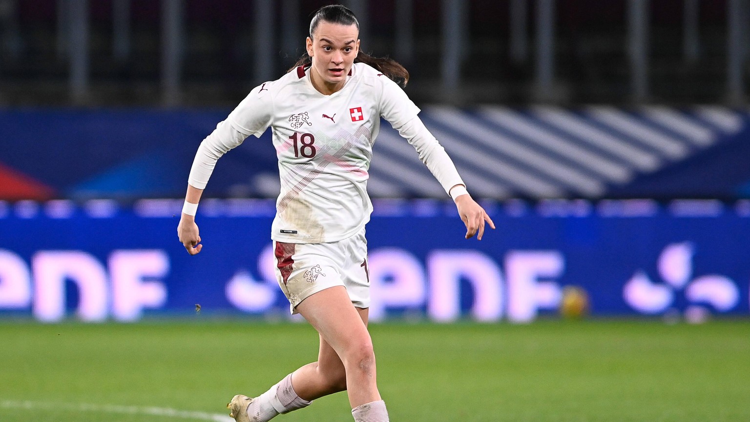 Longeville-les-Metz, France, Fe Swiss Riola Xhemaili 18 pictured during the Womens International Friendly, Länderspiel, Nationalmannschaft game between France and Switzerland at Stade Saint-Symphorien ...