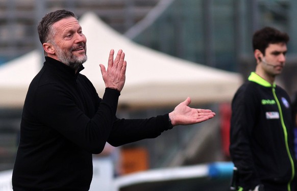 OB. Federico Valente Trainer Lecco , Union Brescia-Lecco , Italienische Serie C Dritte Liga , Fu�ball , in den Mario Rigamonti Stadion, in Brescia , Italien . Februar 28 , 2026 . Photo by: Omar Bellan ...
