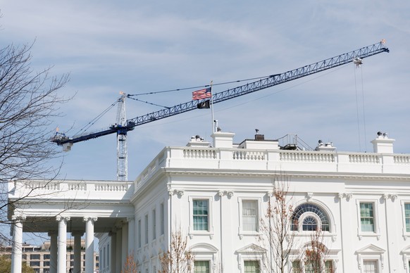 A tower crane being used for construction of the White House Ballroom are seen at the White House, on Tuesday, March 31, 2026, in Washington. (AP Photo/Tom Brenner)
Trump White House Ballroom