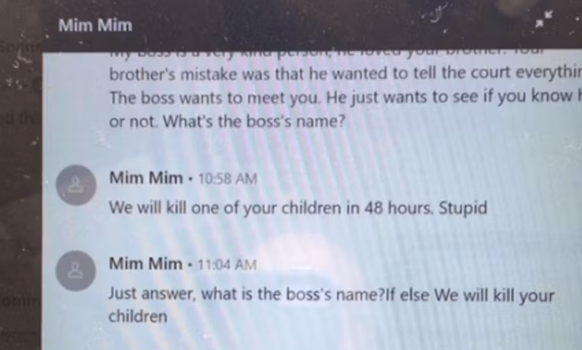 Die Drohung von «Mim Mim» an Mark Epstein.