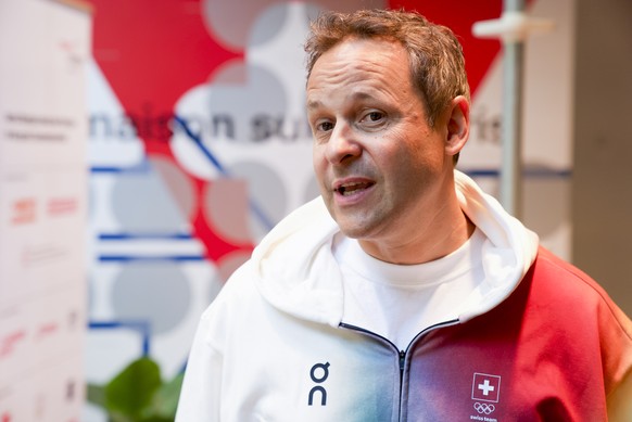 Swiss Olympic Chef de Mission Ralph Stoeckli speaks during a press conference at the Maison Suisse at the 2024 Paris Summer Olympics in Paris, France, Sunday, August 4, 2024. (KEYSTONE/Julien Grindat)