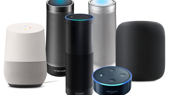 Google Home,&nbsp;Microsoft Invoke, Amazon Echo und Apple HomePod.