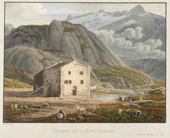 Grimsel-Hospiz und Grimselsee, Datum unbekannt.