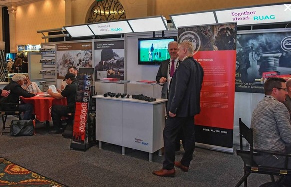 «Business as usual»: Vertreter der Munitionssparte der Ruag an der Waffenmesse Shot Show in Las Vegas im Januar 2018.