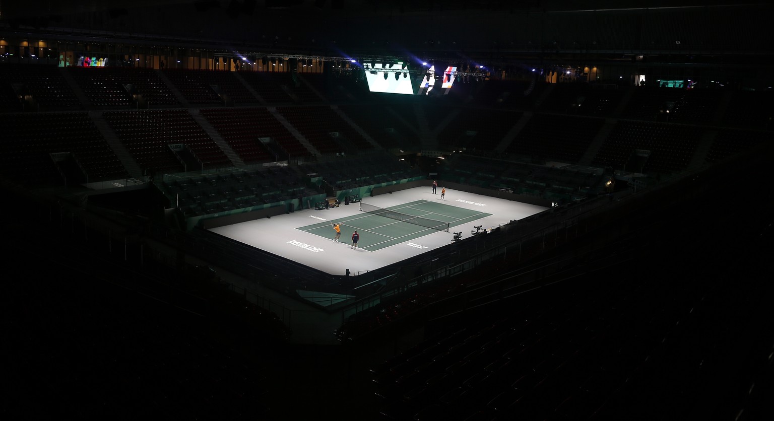 A general view of the Caja Magica or Magic Box, in Madrid, Spain, Friday, Nov. 15, 2019. The Davis Cup that begins Monday will look nothing like the first one in 1900, nor with any other edition after ...