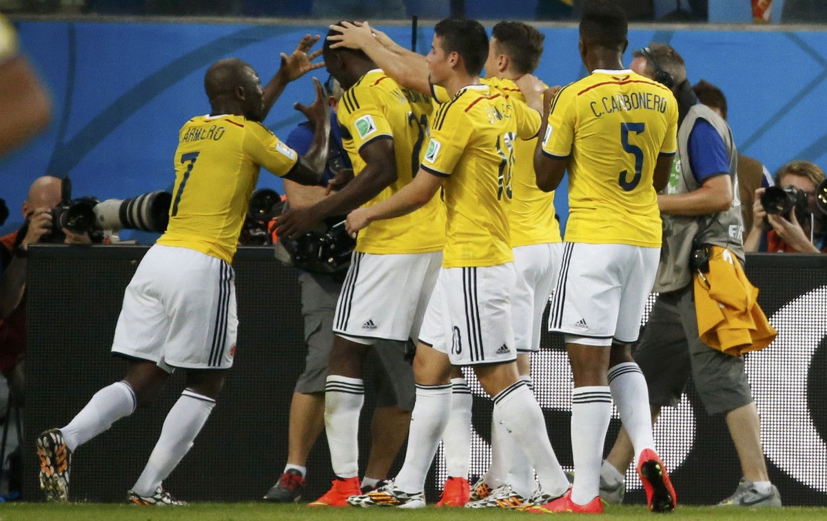 Kolumbien feiert den Achtelfinal-Einzug. Nun wartet Uruguay.
