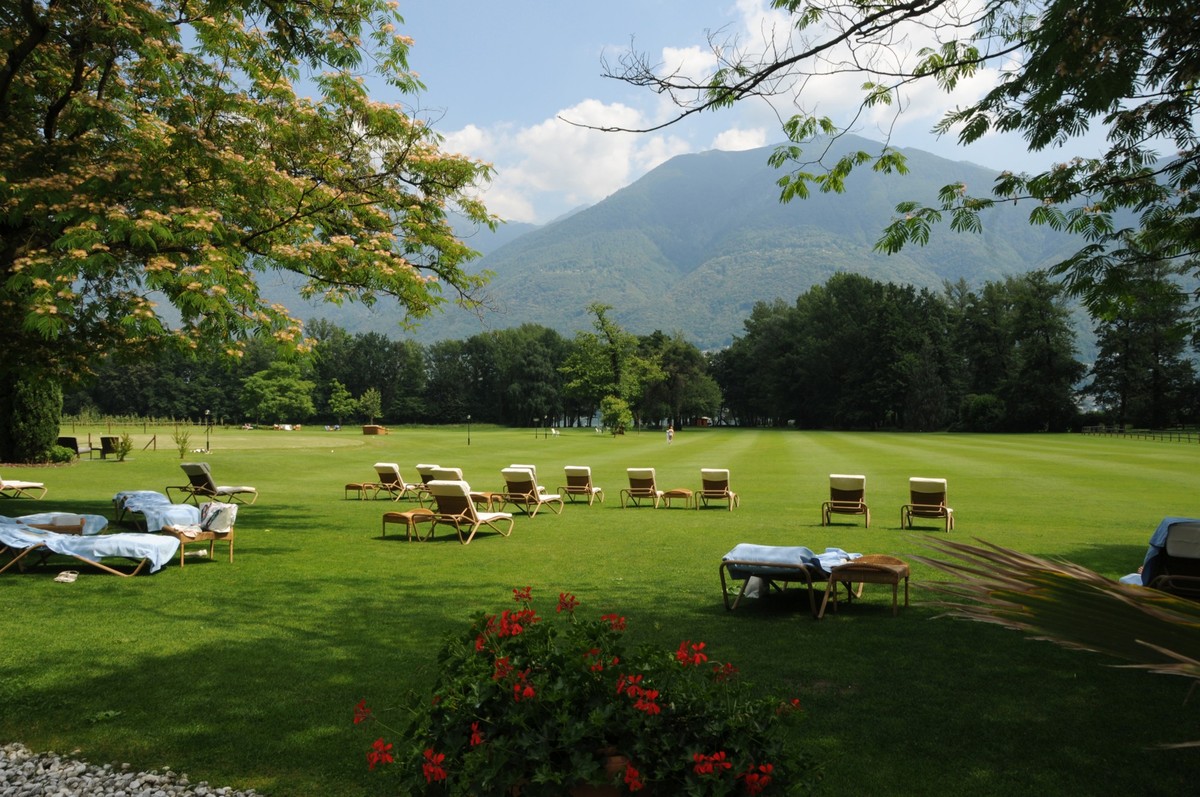 Switzerland: The park of the luxury hotel Castello del Sole, South Switzerland: The giant hotel park of the luxury hotel Castello del Sole in Ascona in canton Ticino