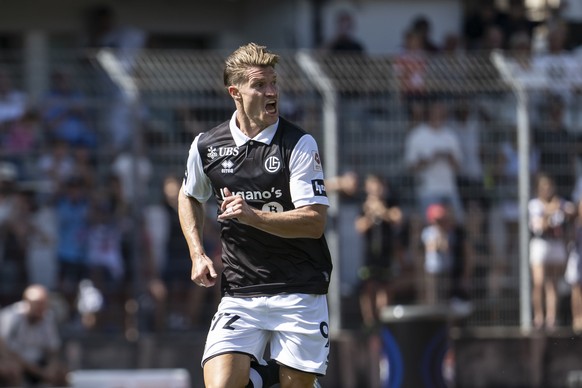 Kevin Behrens (LUG) during the Super League soccer match between FC Lugano and FC Thun at the Cornaredo Stadium in Lugano, Sunday, July 27, 2025. (KEYSTONE/Ti-Press/Pablo Gianinazzi)