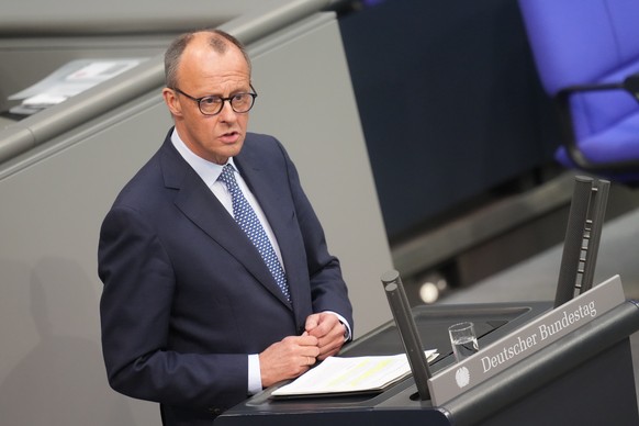13.03.2025, Berlin: Friedrich Merz, CDU/CSU Fraktionsvorsitzender und CDU Bundesvorsitzender, spricht in der 213. Plenarsitzung der 20. Legislaturperiode im Deutschen Bundestag. In dieser und einer no ...