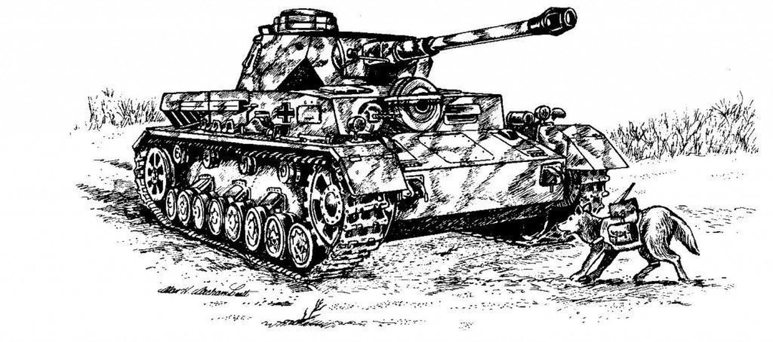 Sowjetische Panzerabwehrhunde.
http://kursk-museum.ru/sobaki-istrebiteli-tankov/