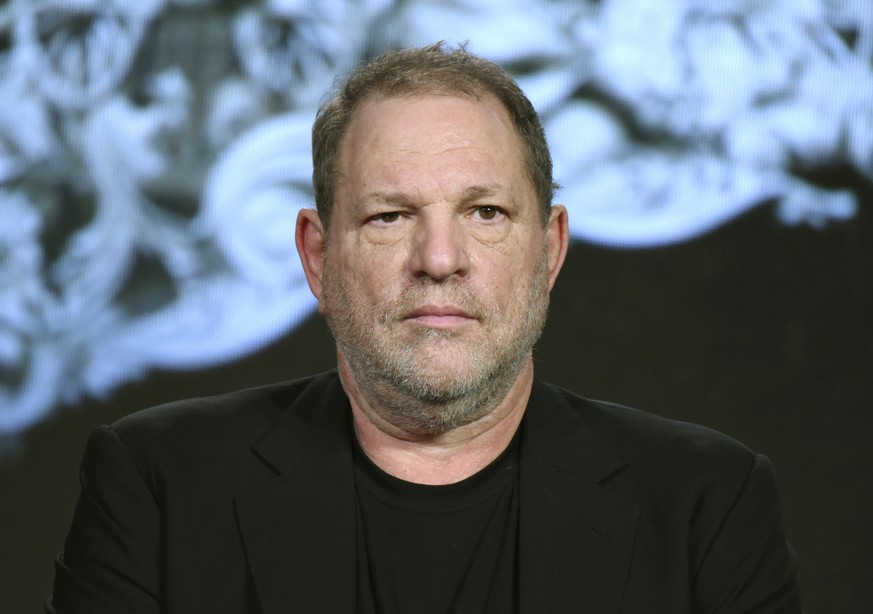 CORRECTS FROM SUSPENDED TO INDEFINITE LEAVE - FILE - In this Jan. 6, 2016 file photo, producer Harvey Weinstein participates in the &quot;War and Peace&quot; panel at the A&amp;E 2016 Winter TCA in Pa ...