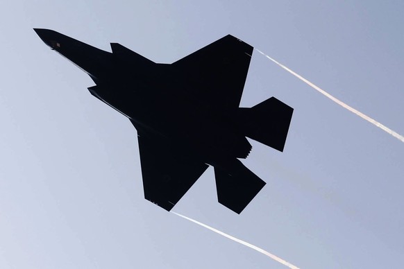 epa11278039 An Israeli F35 fighter jet takes off from an undisclosed location in central Israel, 14 April 2024. According to the IDF, Israel&#039;s defense systems, as well as Israel&#039;s allies in  ...