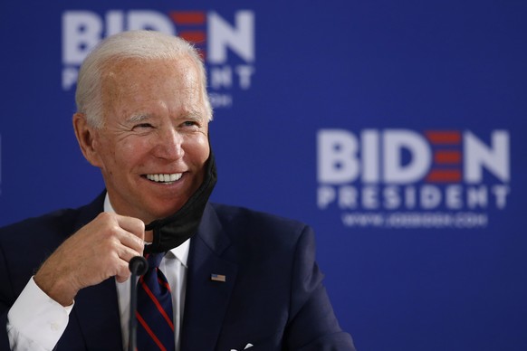 Democratic presidential candidate former Vice President Joe Biden smiles while speaking during a roundtable on economic reopening with community members, Thursday, June 11, 2020, in Philadelphia. (AP  ...