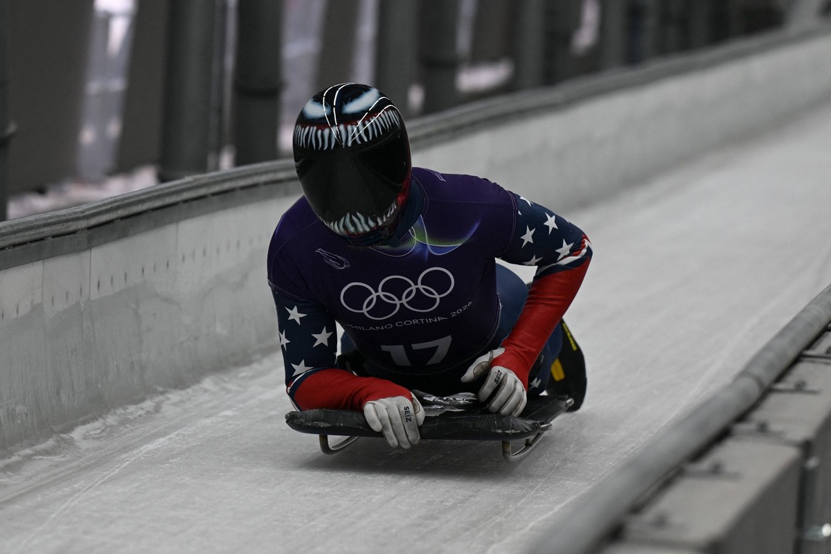 GIOCHI OLIMPICI - Olimpiadi Invernali Milano-Cortina 2026 - Skeleton Florian Austin from United States of America during the Winter Olympic Games, Olympische Spiele, Olympia, OS Milano Cortina 2026, i ...