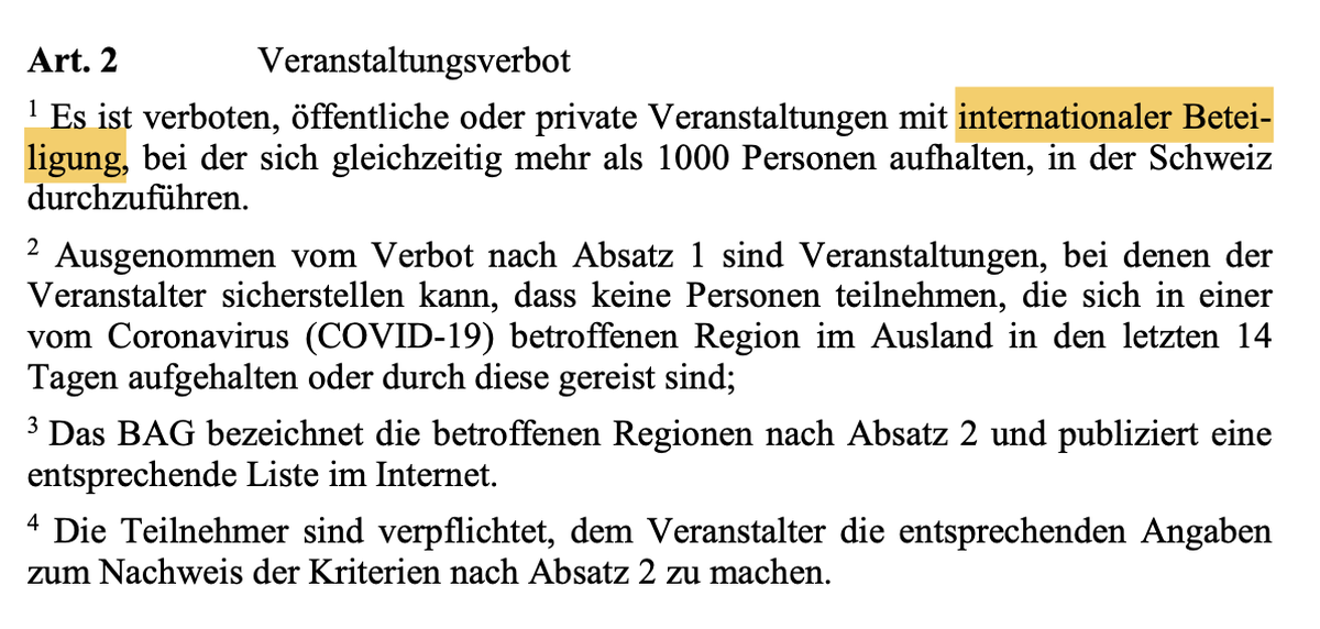 Der Zusatz «mit internationaler Beteiligung» wurde in der definitiven Fassung gestrichen.
