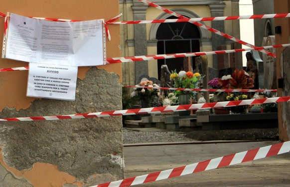 epa08240980 Cemetery closed due to Coronavirus emergency in Casalpusterlengo, one the northern Italian towns placed under lockdown due to the new coronavirus outbreak, 23 February 2020. Two deaths fro ...