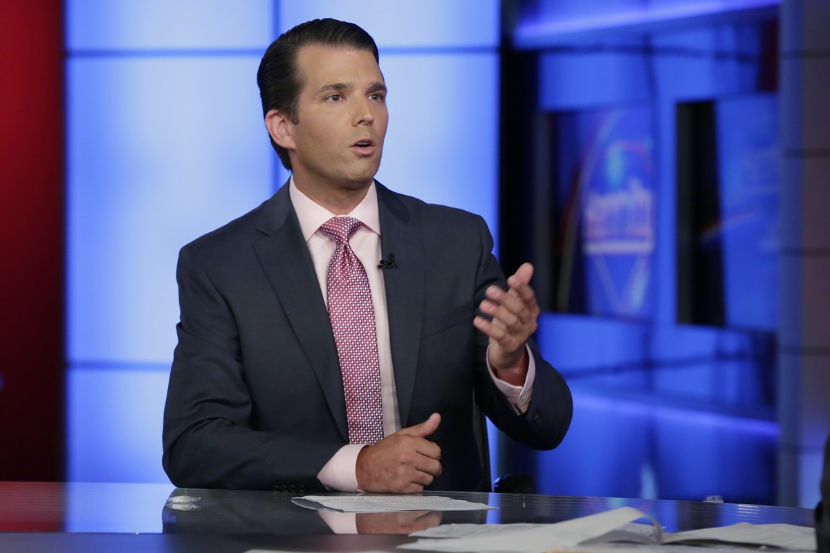 Donald Trump Jr. is interviewed by host Sean Hannity on his Fox News Channel television program, in New York Tuesday, July 11, 2017. Donald Trump Jr. has long been his father's id, the brawler wh ...