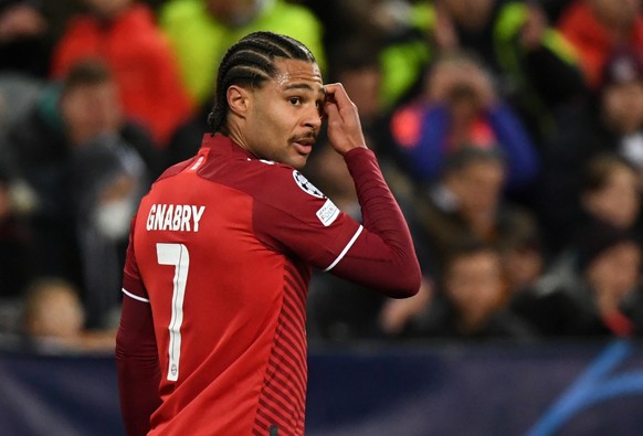 epa09763858 Munich&#039;s Serge Gnabry reacts during the UEFA Champions League round of sixteen, first leg soccer match between RB Salzburg and FC Bayern Munich in Salzburg, Austria, 16 February 2022. ...