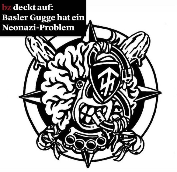 Das abgeänderte Logo der Gugge mit dem Logo der Neonazi-Marke Thor Steinar auf der Nase.