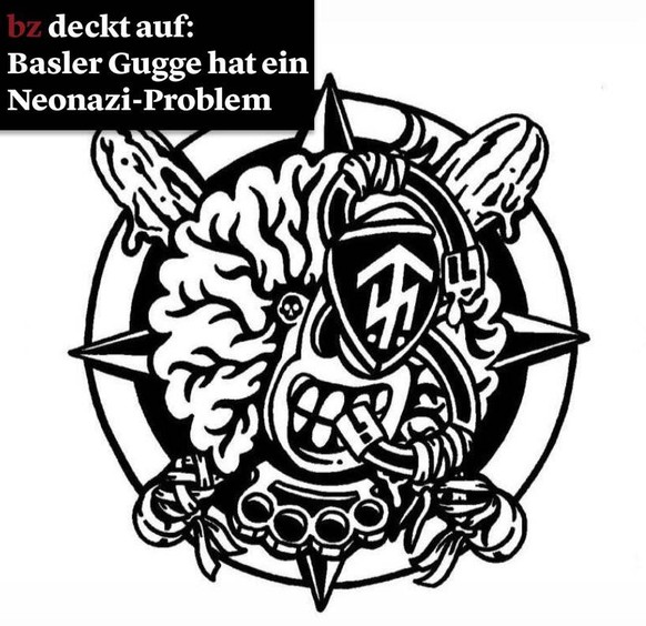 Das abgeänderte Logo der Gugge mit dem Logo der Neonazi-Marke Thor Steinar auf der Nase.
