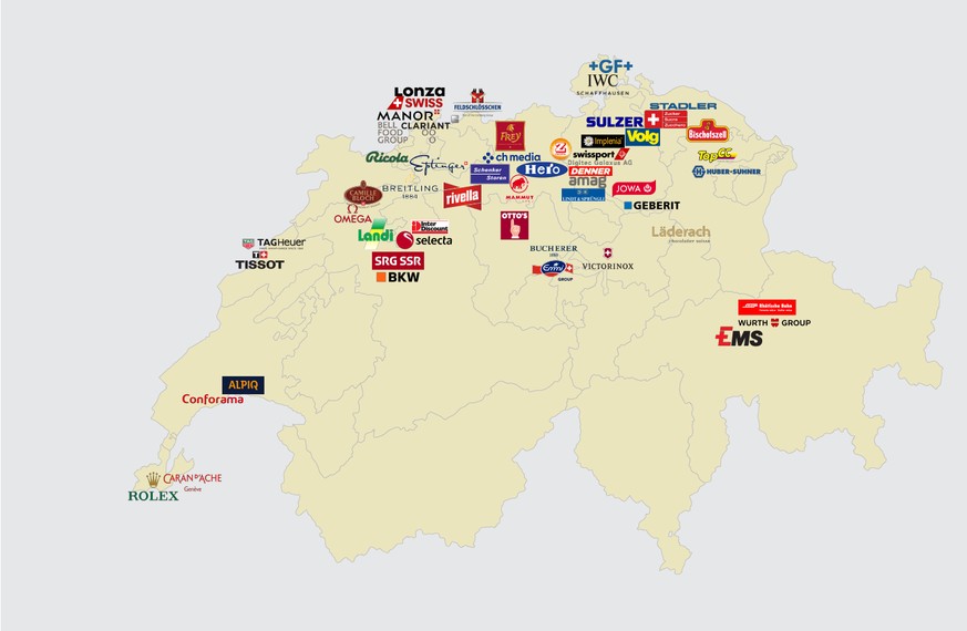 Grösste Firmen der Schweiz mit Hauptsitz