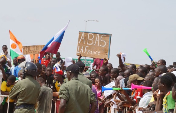 NIAMEY, NIGER - AUGUST 27: Supporters of the military administration in Niger storm French military air base as they demand French soldiers to leave the country in Niamey, Niger on August 27, 2023. On ...
