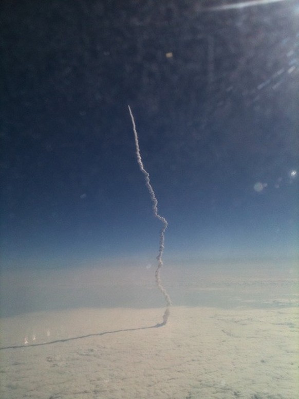 Stefanie Gordon knipste aus einem Flugzeug heraus den Start eines Space Shuttles.