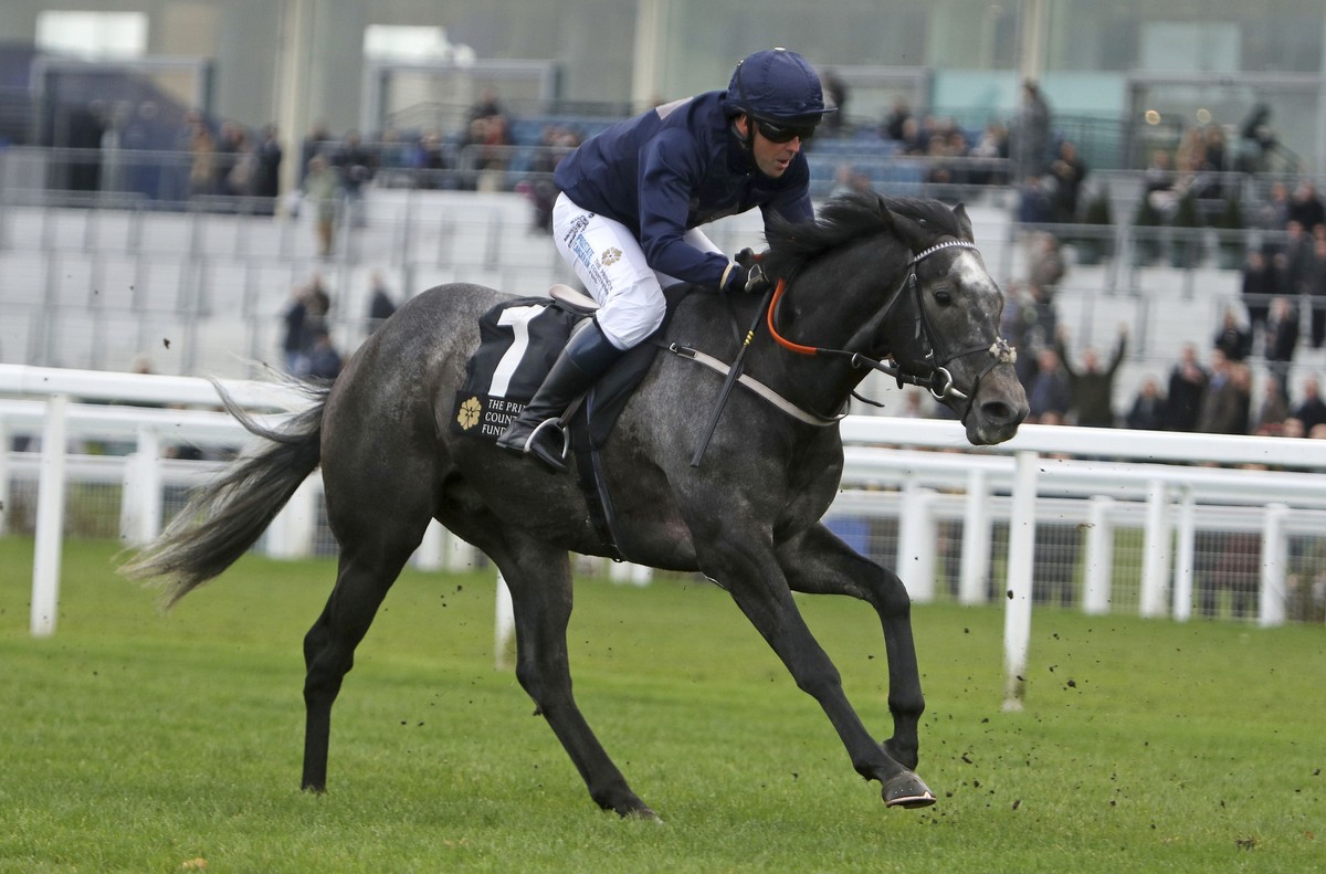 Former England soccer player Michael Owen rides Calder Prince during the Prince's Countryside Fund race at Ascot Racourse, Friday Nov. 24, 2017. (Steve Parsons/PA via AP)