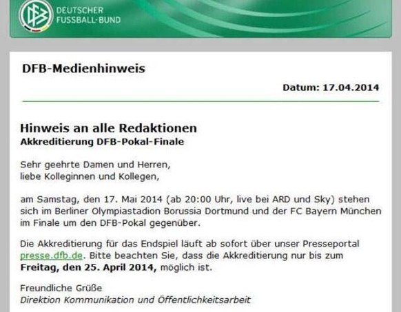 Da hält es der DFB wohl mit den Ärzten: Noch bevor das zweite Halbfinal im deutschen Cup heute Abend um 20.30 Uhr angepfiffen ist, erklärt der deutsche Fussballverband den FC Kaiserslautern ...