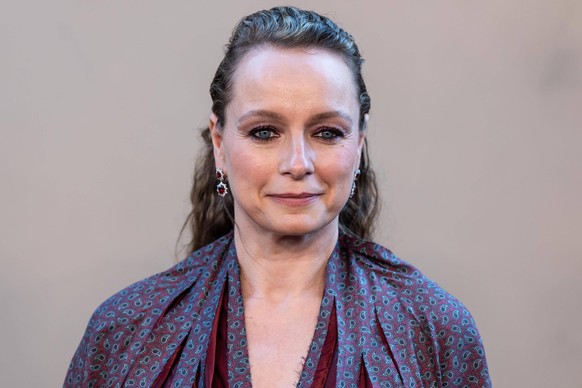 July 14, 2026, Bronx, New York, USA: Samantha Morton wearing dress by Maison Margiela attends premiere of The Odyssey at AMC Lincoln Square in New York, NY on July 14, 2026. Bronx USA PUBLICATIONxINxG ...