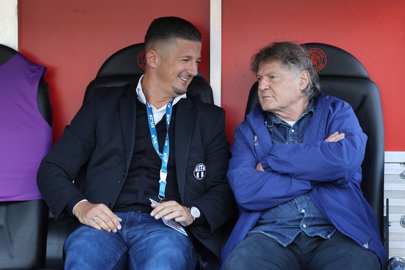 Sportchef Milos Malenovic und Praesident Ancillo Canepa (FCZ) vor dem Meisterschaftsspiel der Super League zwischen dem FC Winterthur und dem FC Zuerich am Samstag, 30. August 2025 auf der Schuetzenwi ...