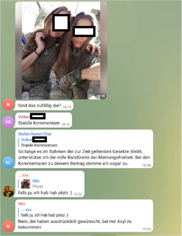 Ausschnitt aus einem Telegram-Chat.