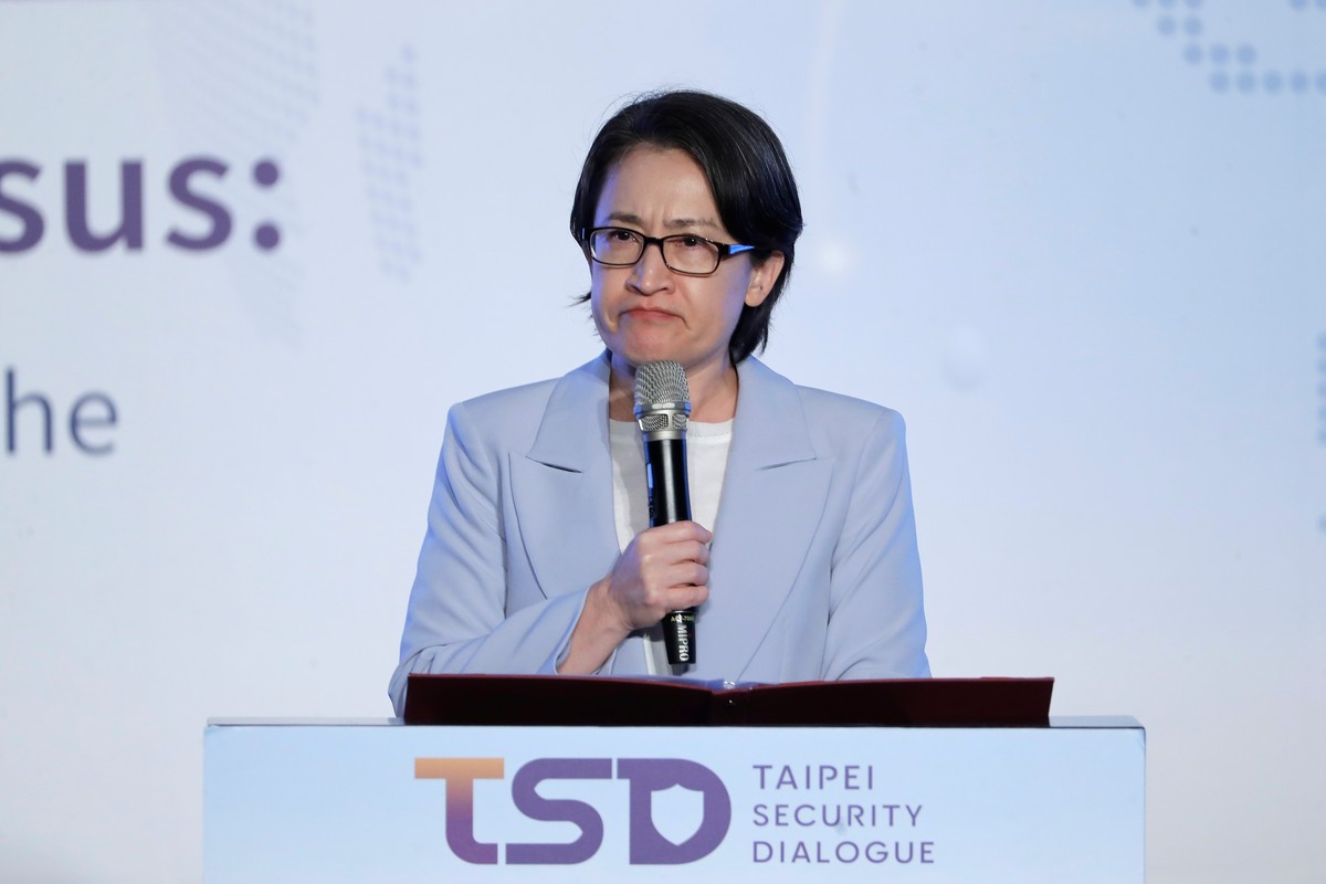 Taiwan Vice President Hsiao Bi-khim delivers a speech during the annual defense think tank forum "Taipei Security Dialogue" in Taipei, Taiwan, Wednesday, Sept. 9, 2026. (AP Photo/Chiang Ying ...