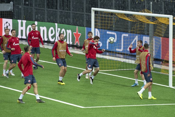 BlegradÕs player in action during a training session one day prior to the UEFA Champions League playoff match between Switzerland&#039;s BSC Young Boys and SerbiaÕs Red Star Belgrad, in the Stade de S ...