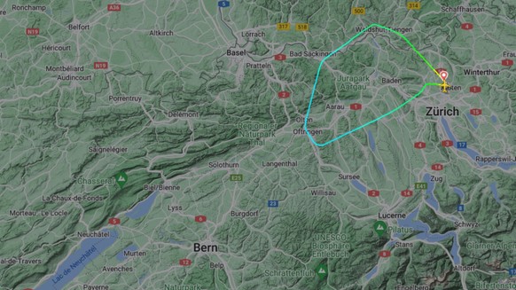 Die Flugroute des Swiss-Fluges LX 2064, der in Zürich notlanden musste.
