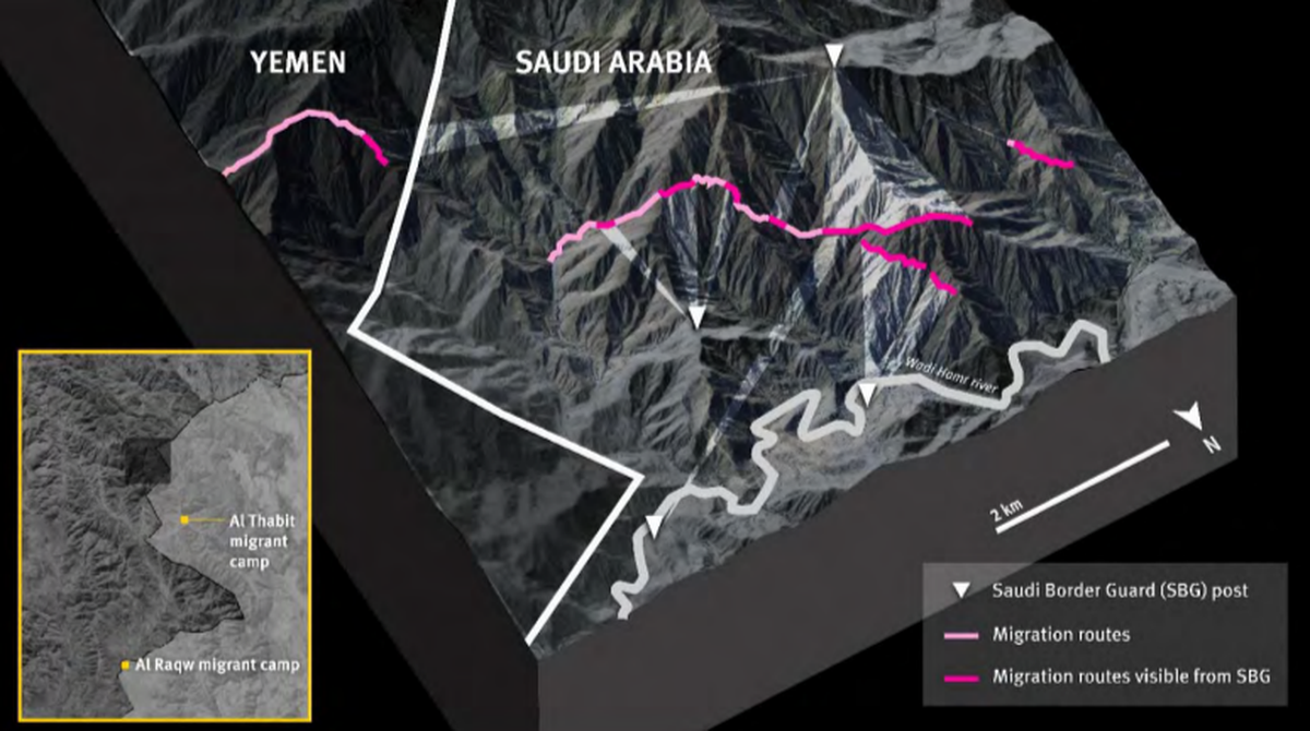 Die Route vom Jemen nach Saudi Arabien.