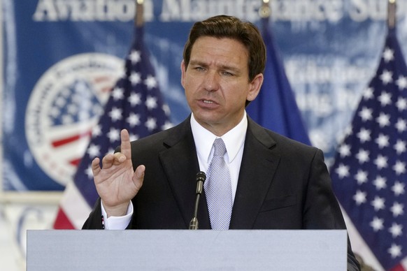 Florida Gov. Ron DeSantis rolls out his military policy proposal during an event for his 2024 presidential campaign on Tuesday, July 18, 2023, in West Columbia, S.C. (AP Photo/Meg Kinnard)
Ron DeSanti ...