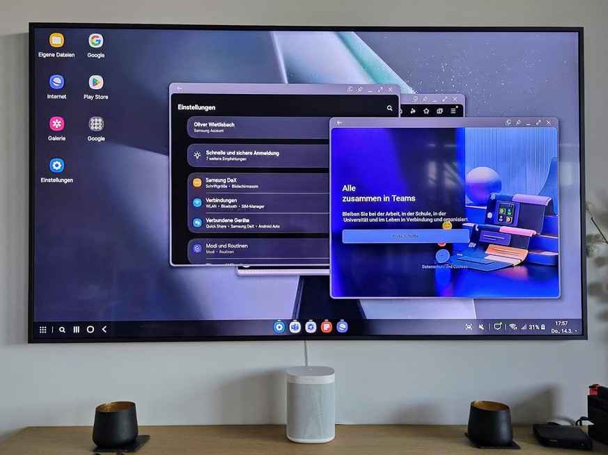 Das S24 Ultra ist auch ein mobiler Computer: Ist es drahtlos mit einem Smart-TV verbunden, wechselt die Ansicht in den Desktop-Modus.
