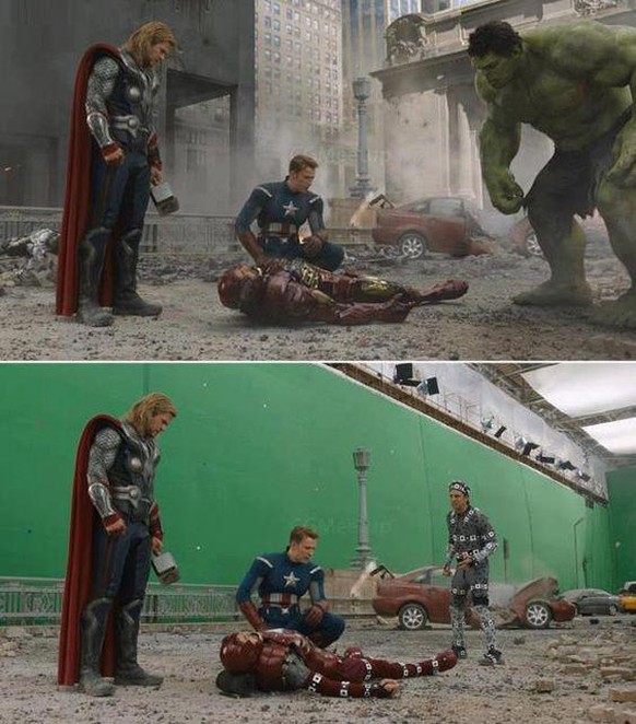 Green Screening the avengers hollywood visual effects