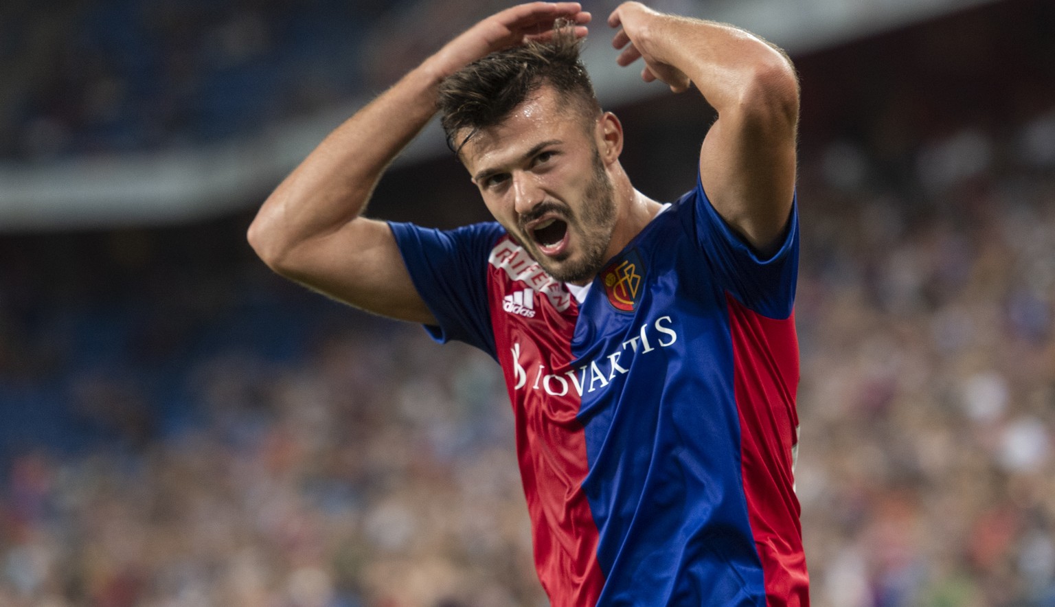 ARCHIVBILD ZUM AUFGEBOT FUER DIE NATIONALMANNSCHAFT VON ALBIAN AJETI --- Basel&#039;s Albian Ajeti reacts during the UEFA Europa League play-off first leg match between Switzerland&#039;s FC Basel 189 ...