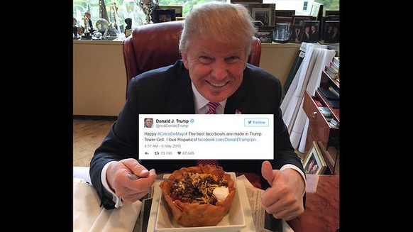 Trump-UnterstÃ¼tzer: Â«Wenn man nichts tut, wird es an jeder Ecke Taco-Imbisswagen gebenÂ»
Es war Ã¼brigens nicht einfach &quot;ein mexikanischer Feiertag&quot; - es war der mexikanische Nationalfeier ...