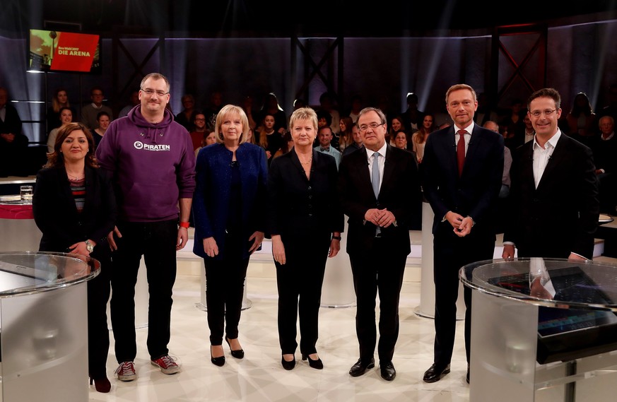 epa05944224 (L-R) Oezlem Alev Demirel of The Left (Die Linke) party, Michele Marsching, Chairman of the North Rhine-Westphalia Piratenpartei (German Pirates Party), North Rhine-Westphalia state govern ...