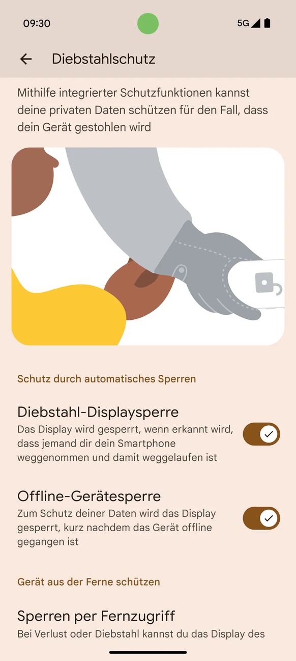 Wird ein Gerät entrissen, wird es automatisch gesperrt.