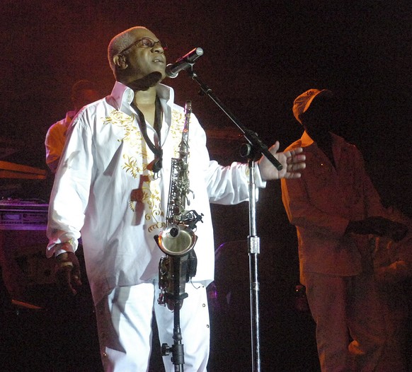 FILE - In this Aug. 3, 2008 file photo, Dennis Thomas performs with the band &quot;Kool and the Gang&quot; in concert in Bethlehem, Pa. Dennis